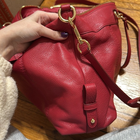 Coach Lenox Pebble Leather Satchel True Red with Gold Hardware - Picture 9 of 16